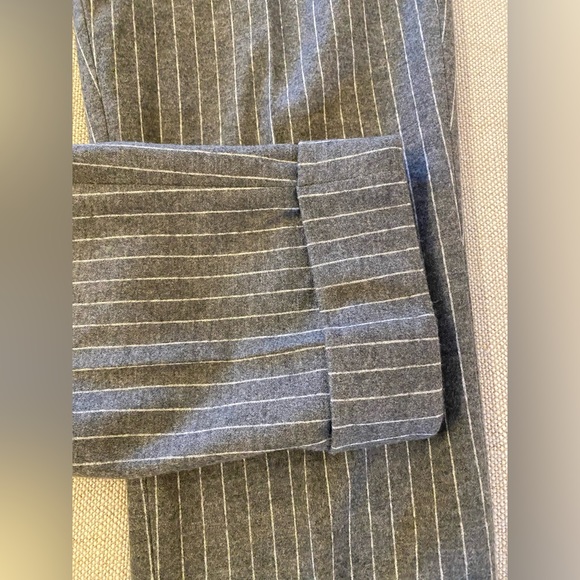 ATM ANTHONY THOMAS MELILLO GREY PINSTRIPE WOOL CUFFED TROUSER SIZE 8 - Picture 4 of 6
